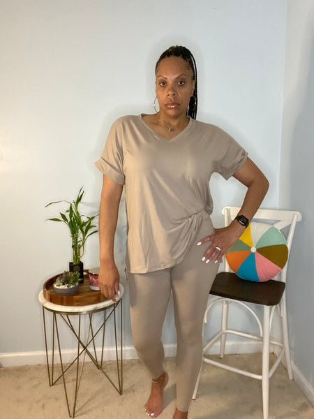 The Everyday Mocha Short Sleeve Pant Set