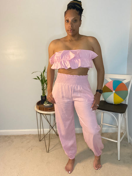The Pink Cloud Linen Pant Set