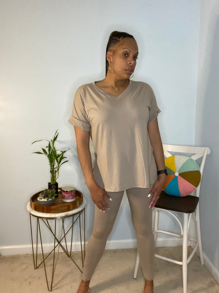 The Everyday Mocha Short Sleeve Pant Set